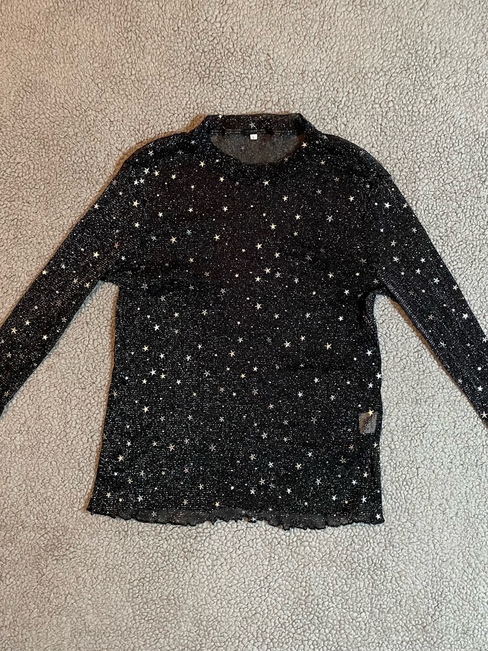 Black mesh long sleeve top with white stars size L #festival #raver